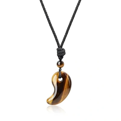 Imagen de COAI Collar Ajustable con Colgante Magatama de Ojo Tigre Piedra Natural para Hombre y Mujer