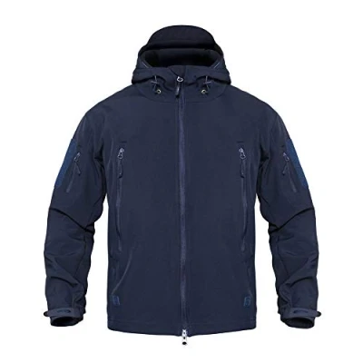 Imagen de Bebling Chaqueta táctica Militar Softshell para Hombre con Capucha, Forro Polar Azul, X Small