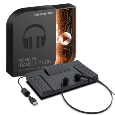 Imagen de OM SYSTEM AS 2700 Kit de transcripción Audio (Pedal USB, Auriculares estéreo Typist, Software ODMS R8 para PC con Windows)