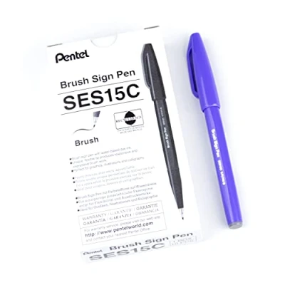 Imagen de Pentel SES15C 12 Bolígrafo de punta fibra tipo pincel, Color morado azulado Pack 10