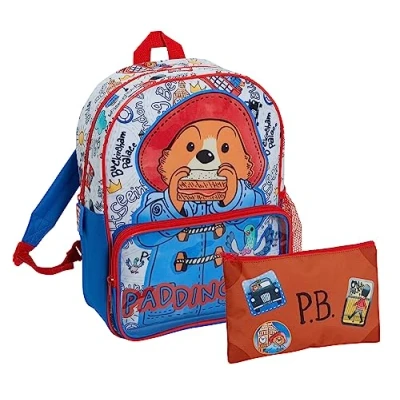 Imagen de Paddington Mochila de oso con estuche para lápices en bolsillo frontal transparente niños, bolsa el almuerzo, multicolor, Talla única,