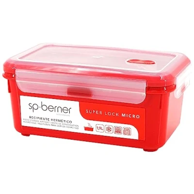 Imagen de Hermético SUPER LOCK MICRO 1,9 L., apto para cocinar al vapor en el microondas, ideal transporte y almacenamiento de alimentos, cierre clip, válvula