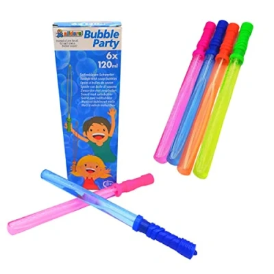 Imagen de alldoro 60628 Bubble Party Espada de Burbujas Juego 6 Piezas, Cada Varita 120 ml solución Burbujas, XXL Aprox. 37 cm, niños a Partir 36 Meses y Adultos