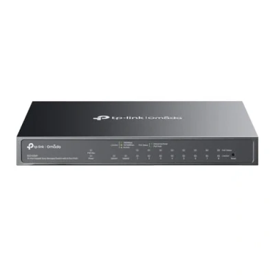 Imagen de TP Link Omada ES210GMP Conmutador Gigabit fácil de gestionar 10 puertos con 8 PoE+, presupuesto alimentación 123 W, carcasa metal, recuperación automática, aislamiento puertos,