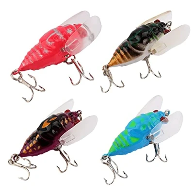 Imagen de Alomejor Mini señuelo de pesca artificial para insectos, cigarras Shapr, señuelos lubina, cebo agua dulce dulce, color aleatorio
