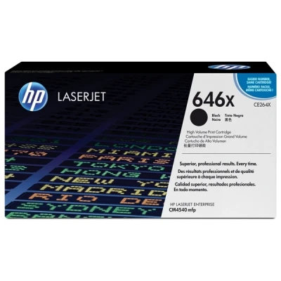 Imagen de HP 646X CE264X Negro, Cartucho Tóner de Alta Capacidad Original, 17.000 páginas, para impresoras Color LaserJet Enterprise CM4540 MFP, CM4540f MFP y CM4540fskm