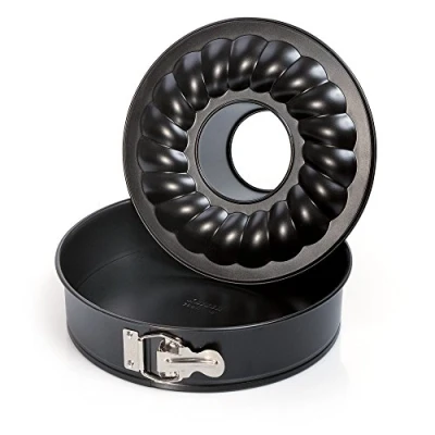 Imagen de ORIGINAL KAISER Classic Molde Desmontable Redondo 26 cm, 2 Fondos, Fondo Plano y Tubular, con Revestimiento Antiadherente, Negro