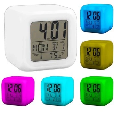 Imagen de OcioDual Reloj Despertador Cubo de Colores Digital Termómetro Fecha Alarma