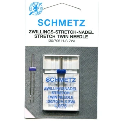 Imagen de Schmetz Aguja elástica doble para máquina de coser, tamaño: 4,0/75 (75 4,0 mm espacio)