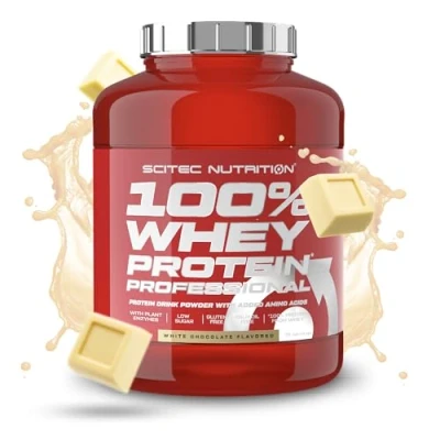 Imagen de Scitec Nutrition 100% Whey Protein Professional Mejorada con Aminoácidos Extra y Enzimas Digestivas Sin gluten aceite de palma, 920 g, Chocolate blanco