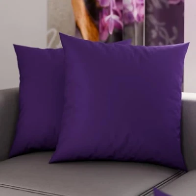 Imagen de PETTI ARTIGIANI ITALIANI Par de Fundas Almohada 45x45 cm, Pareja Funda Cojín Lisas Violeta, 100% Microfibra Hipoalergénica, Made in Italy