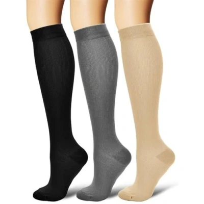 Imagen de 3 pares de calcetines compresión, trombosis para mujer y hombre, deportes, correr, medi, vuelo, viajes,