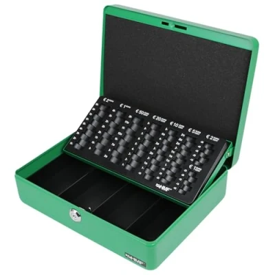 Imagen de HMF 10015 06 Caja de Caudales, Bandeja para Contar Monedas 30 x 24 9 cm, Verde