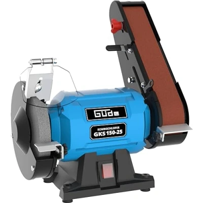 Imagen de Güde Lijadora combinada GKS 150 25 (250 W, 2980 1/min, motor de condensador, pie máquina estable, dispositivo protección contra chispas ajustable, disco abrasivo fino Ø mm 36 K, banda