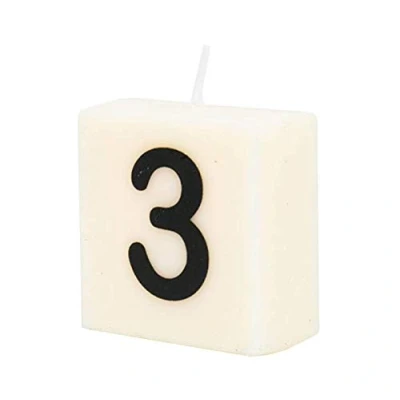 Imagen de PD Party 7040003 Vela de Número tipo Scrabble Fiesta Decoraciones Ambiente 3, Crema/Negro, 4cm Longitud x Ancho 2cm Altura