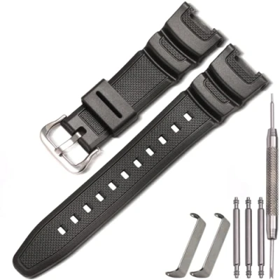 Imagen de MCXGL correa de reloj resina repuesto para Casio SGW 100, resistente al agua, deportivo, Hebilla plateada, 22mm, Deportes