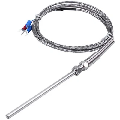 Imagen de Lanko Sonda de temperatura acero Pt100 RTD Sensor Cable 2M 98mm 3 hilos 50 400 Celsius