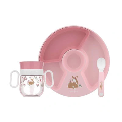 Imagen de Mepal Set vajilla para bebé 3 piezas Mio Little Dutch Con taza anti derrames Plato de y cucharas Regalo nacimiento óptimo Apto lavavajillas Fairy Garden