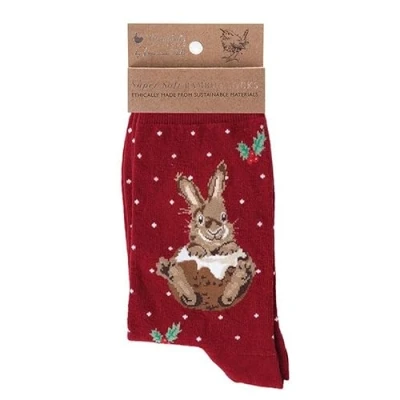 Imagen de Wrendale Designs by Hannah Dale Little Pudding Calcetines navideños para mujer, Talla única, Pato Rojo, única