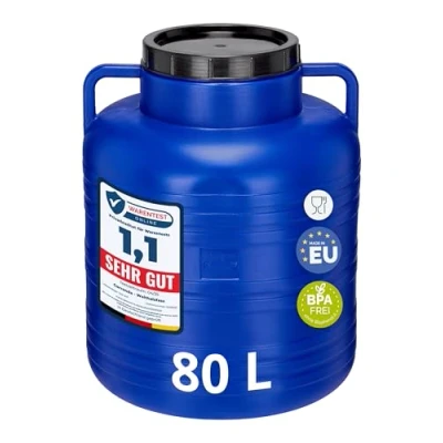 Imagen de Garronda 80 litros Barril BPA Libre y para Piensos, Boca Ancha, Depósito de Agua Contenedor con Tapa Sauerkraut, Cuba Lluvia, Salmuera Carne GD 0087, Azul
