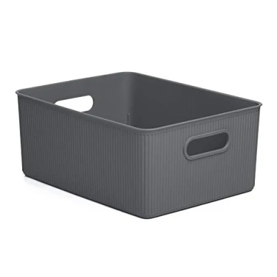 Imagen de Tatay Caja Organizadora Rectangular Baobab, 15L de Capacidad, Polipropileno, Libre BPA, Color Gris Antracita, Medidas 29.4 x 38.5 16 cm