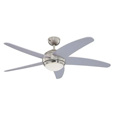 Imagen de Westinghouse Lighting Bendan Ventilador de Techo, 132 x 36 cm Interior R7s, 80 W, Aspas Plateadas