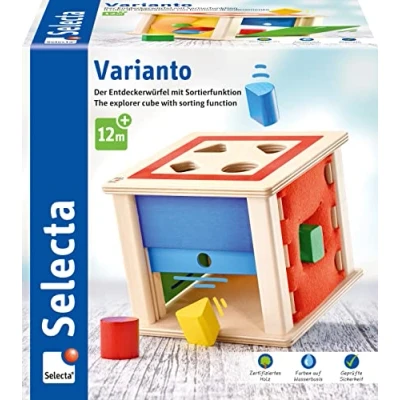 Imagen de Selecta PLAY Caja de CLASIFICACIÃ“N VARIANTO, Juego Habilidad MOTORA Does Not Apply clasificación y ensamblaje Madera (15 cm), Color, One Size (Schmidt Spiele GmbH 62019)