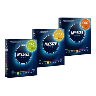 Imagen de Condones MY.SIZE PRO, talla 2,3,4 49,53,57 mm, 3x3 piezas ajuste perfecto y adecuada para todos