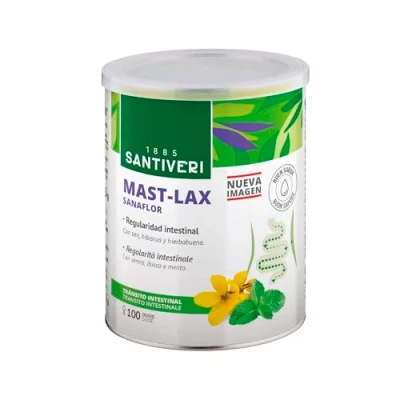 Imagen de Mast Lax Sanaflor masticable de Santiveri 8412170002999 (75 gr): Complemento alimenticio a base plantas para masticar ayudar la regularidad del tránsito intestinal.ocasional.