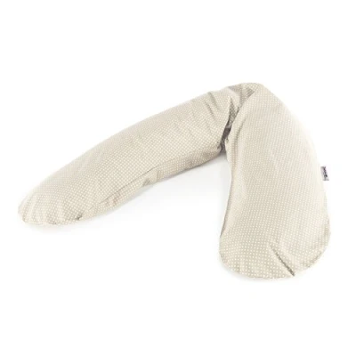 Imagen de Theraline El cojín Original de Embarazo y Lactancia Relleno con microperlas Originales Arena Incluye Funda Exterior Puntos Beige 190 cm