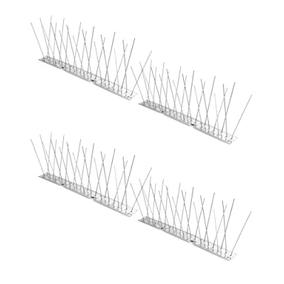 Imagen de QWORK 4 Piezas x 25cm Pinchos Antipalomas de Acero Inoxidable para Valla Balcón Techo (Longitud Total 1 m)
