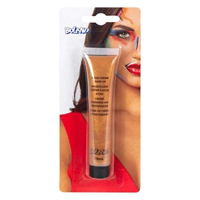 Imagen de Boland cream make up gold 19ml(45014) 44998 Aqua Crème Maquillaje dorado (19 ml, en tubo, base de agua, fiesta temática, carnaval, Halloween, color