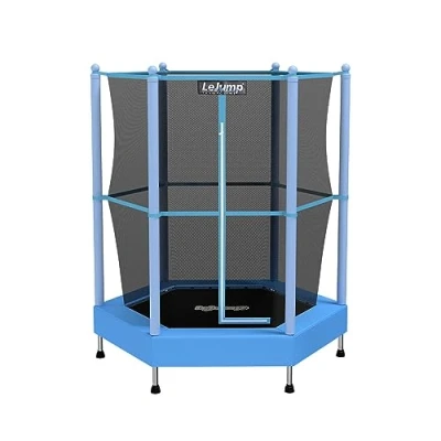 Imagen de LeJump Cama elástica Infantil Ø140cm Trampolín para niños y niñas con Red de Seguridad Ideal Interior Exterior Carga 80 kg (Luna Blanca, 140cm)
