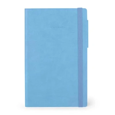 Imagen de Legami My Notebook, Cuaderno de rayas 6 mm, Retro Blue, Medium, papel certificado FSC, 192 páginas, tapa blanda, cierre elástico, 13 x 21 cm