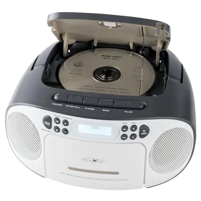 Imagen de Reflexion RCR2260DAB/GR, Radio estéreo portátil para CD/MP3, USB, Dab+, (2 x 12 W máx. Potencia Musical), Conector AUX IN de 3,5 mm y Salida Auriculares mm, Pantalla LCD Digital, Color Gris
