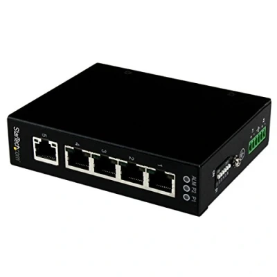 Imagen de StarTech.com IES51000 Switch Industrial Ethernet Gigabit (no gestionado, 5 Puertos RJ45, Montaje en Pared), Negro
