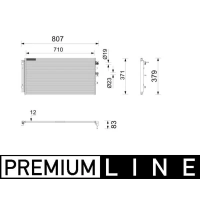 Imagen de MAHLE ORIGINAL AC 1211 000P Condensador sin junta con perno de anclaje, secador 17mm 12,85mm 708mm