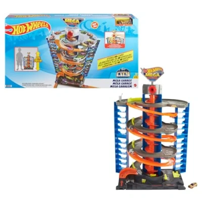 Imagen de Hot Wheels Mega Garaje Pista de Coches Juguete, almacena + 60 vehículos, Incluye 1 vehículo Die Cast (Mattel GTT95)