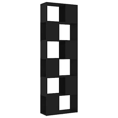 Imagen de vidaXL Estantería Divisor de Espacios Armario Estante Separador Partición Pantalla Privacidad Mueble Libros Librería Contrachapada Negro 60x24x186cm