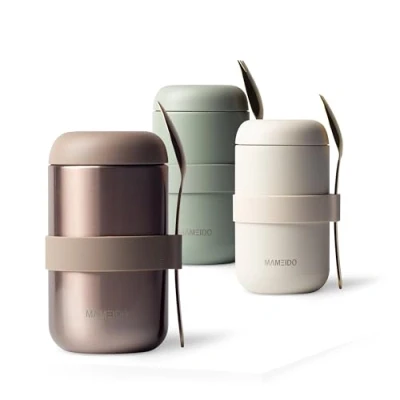 Imagen de MAMEIDO Termo para comida 500ml Taza Aislada de Acero Inoxidable Alimentos sin BPA muesli, bebés, helado y sopa (Rosé Quartz, 0,5l)