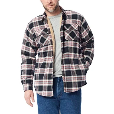 Imagen de Wrangler Authentics Long Sleeve Sherpa Lined Shirt Jacket Camisa Abotonada, Caviar, M para Hombre