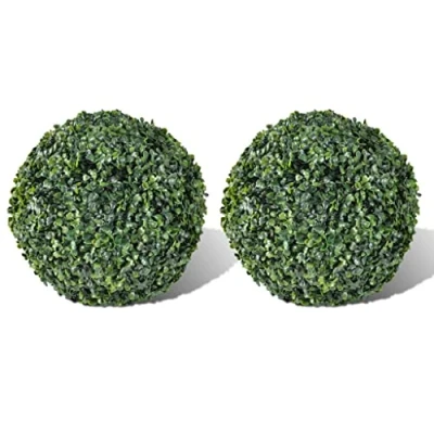 Imagen de vidaXL 2X Bola de Boj Artificial Verde 27 cm Arbusto Redondo Planta Plástico
