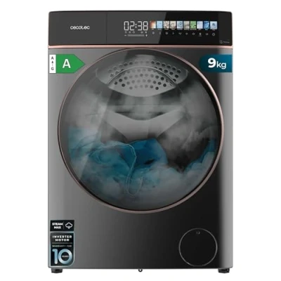 Imagen de Cecotec Lavadora 9Kg Carga Frontal Bolero DressCode 9900 Inverter FullColor Steel A. Acabado En Acero 1400 Rpm, Pantalla 10,3&quot;, 11 Programas, Inverter, SteamMax, Clase A