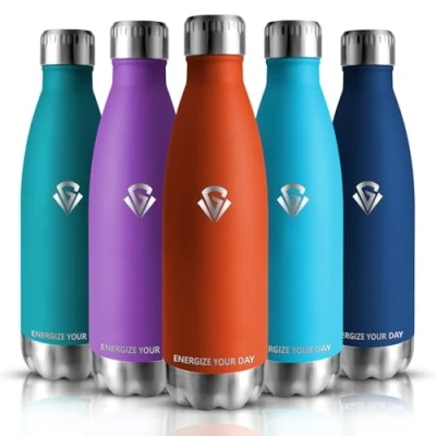 Imagen de Grsta Botella Agua Acero Inoxidable, Termica 750ml, Gimnasio sin BPA, de Deportiva, Cantimplora 0.75l para Niños &amp; Adultos, Oficina, Gym, Escuela