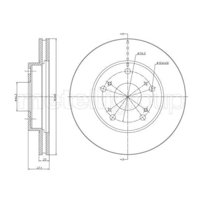 Imagen de METELLI Disco de freno HONDA: CIVIC 7 Hatchback 260,0mm 23,2mm 5 ventilado 23 1635C Discos freno,