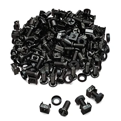 Imagen de deleyCON 100x Juego de Tuercas Enjauladas M6 y Tornillos para Armario Red Carcasa del Servidor 19 10 Pulgadas Montaje Negro