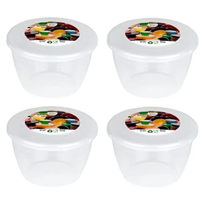 Imagen de 1/2 pinta cuenca y tapa de pudín paquete 4 cuencas plástico 280 ml (0,5 pt), tazón fuente vapor tamaño pequeño mediano