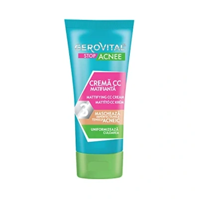 Imagen de Crema CC Matificante Rostro con Acné, Cubre Imperfecciones, Unifica el Color, 30 ml, Gerovital Stop Acnee