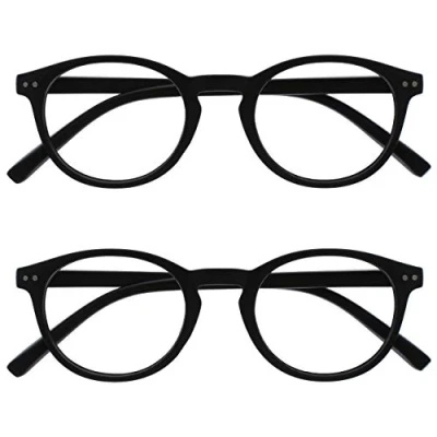 Imagen de OPULIZE Zen Gafas de Lectura Pack 2 Redondo Negro Mate Satinado Bisagras con Muelle Resistente a los Arañazos RR24 1 +1.00