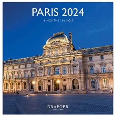 Imagen de DRAEGER PARIS Gran Calendario de pared París 2024 para colgar 29 x cm 16 meses septiembre a 23 dic 24 7 idiomas oficina, hogar, mensual Decoración, organización Papel